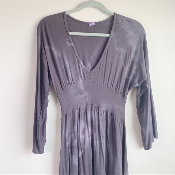 LOVE TANJANE Elbow Sleeve Tie Dye Dress Knee Length Hand Dyed Purple Size Small - Picture 3 of 8
